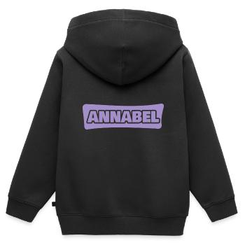 Annabel comme prénom - Sweat Premium à capuche zippé enfant bio - noir - Dos - AI Model Kid Male (0cm)