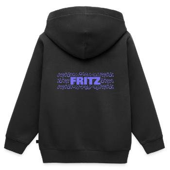 Vorname Fritz - Kinder Premium Organic Zip Hoodie - Schwarz - Hinten - AI Model Kid Male (0cm)
