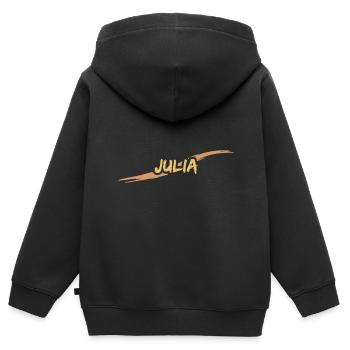 Julia als Julia - Kinder Premium Organic Zip Hoodie - Schwarz - Hinten - AI Model Kid Male (0cm)
