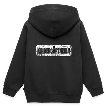 Von Beruf aus Kindergärtnerin - Kinder Premium Organic Zip Hoodie - Schwarz - Hinten - AI Model Kid Male (0cm)