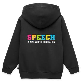 Activité préférée Orthophoniste Cadeau - Sweat Premium à capuche zippé enfant bio - noir - Dos - AI Model Kid Male (0cm)
