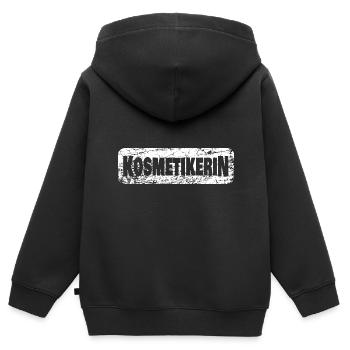Kosmetikerin - Kinder Premium Organic Zip Hoodie - Schwarz - Hinten - AI Model Kid Male (0cm)