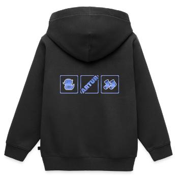 Baby Artur - Kinder Premium Organic Zip Hoodie - Schwarz - Hinten - AI Model Kid Male (0cm)