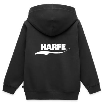 Harfe Harfe - Kinder Premium Organic Zip Hoodie - Schwarz - Hinten - AI Model Kid Male (0cm)