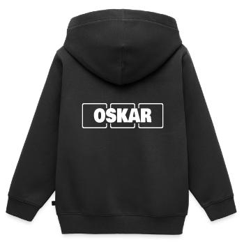 Nom: Oskar - Sweat Premium à capuche zippé enfant bio - noir - Dos - AI Model Kid Male (0cm)