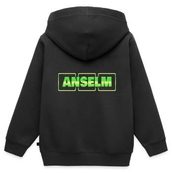 Geschenkidee Anselm - Kinder Premium Organic Zip Hoodie - Schwarz - Hinten - AI Model Kid Male (0cm)