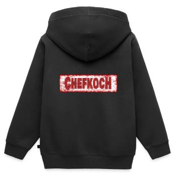 Chefkoch - Kinder Premium Organic Zip Hoodie - Schwarz - Hinten - AI Model Kid Male (0cm)