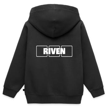 Riven comme nom - Sweat Premium à capuche zippé enfant bio - noir - Dos - AI Model Kid Male (0cm)