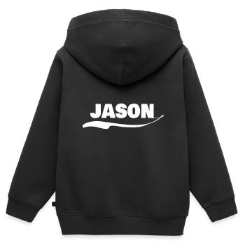 Geschenk für Jason - Kinder Premium Organic Zip Hoodie - Schwarz - Hinten - AI Model Kid Male (0cm)