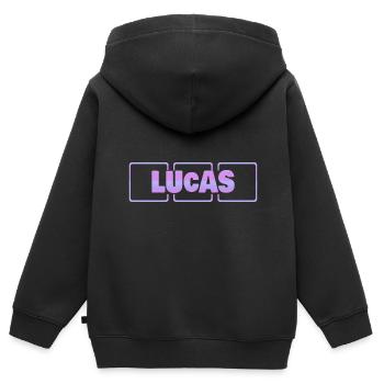Lucas - Sweat Premium à capuche zippé enfant bio - noir - Dos - AI Model Kid Male (0cm)