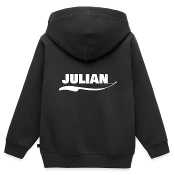 Geschenk für Julian - Kinder Premium Organic Zip Hoodie - Schwarz - Hinten - AI Model Kid Male (0cm)