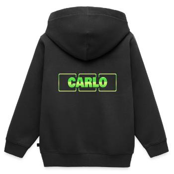 Geschenk für Carlo - Kinder Premium Organic Zip Hoodie - Schwarz - Hinten - AI Model Kid Male (0cm)