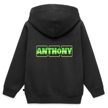 Geschenk für Anthony - Kinder Premium Organic Zip Hoodie - Schwarz - Hinten - AI Model Kid Male (0cm)