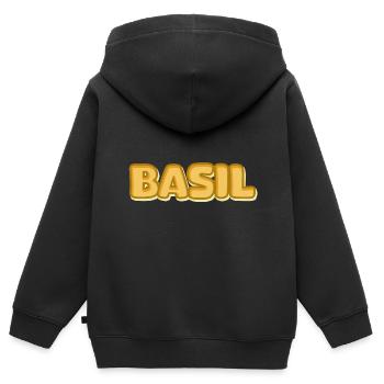Basilic Basilic - Sweat Premium à capuche zippé enfant bio - noir - Dos - AI Model Kid Male (0cm)