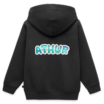 Job Athur - Kinder Premium Organic Zip Hoodie - Schwarz - Hinten - AI Model Kid Male (0cm)