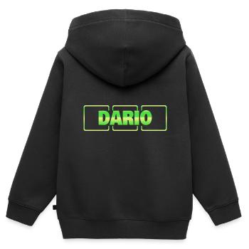 Geschenkidee Dario - Kinder Premium Organic Zip Hoodie - Schwarz - Hinten - AI Model Kid Male (0cm)