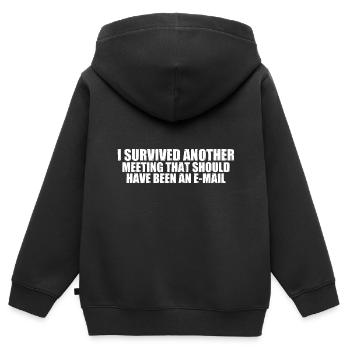 I Survived Another Meeting 35 - Kids Premium Organic Zip-up Hoodie - black - Back - AI Model Kid Male (0cm)