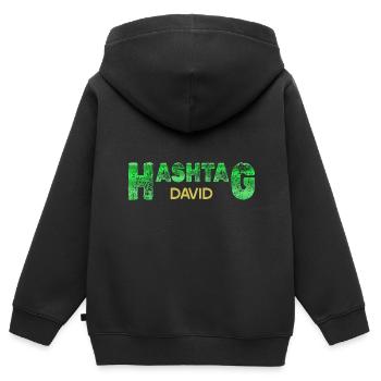 David - Kinder Premium Organic Zip Hoodie - Schwarz - Hinten - AI Model Kid Male (0cm)