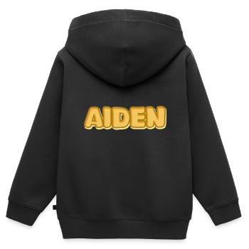 Cadeau pour Aiden - Sweat Premium à capuche zippé enfant bio - noir - Dos - AI Model Kid Male (0cm)