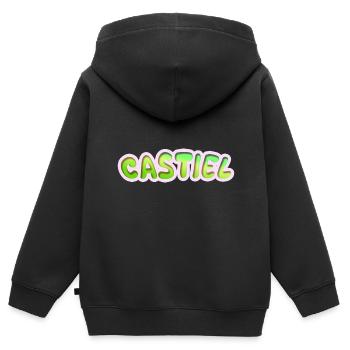 Castiel comme métier - Sweat Premium à capuche zippé enfant bio - noir - Dos - AI Model Kid Male (0cm)
