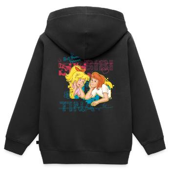 Bibi und Tina 'BFF Best Friends Forever' - Kinder Premium Organic Zip Hoodie - Schwarz - Hinten - AI Model Kid Male (0cm)