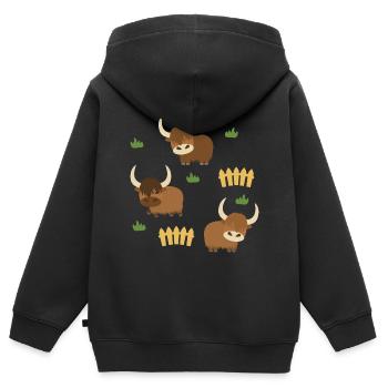 Yak Ranch - Sweat Premium à capuche zippé enfant bio - noir - Dos - AI Model Kid Male (0cm)