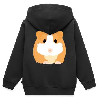 Cochon d'Inde - Sweat Premium à capuche zippé enfant bio - noir - Dos - AI Model Kid Male (0cm)