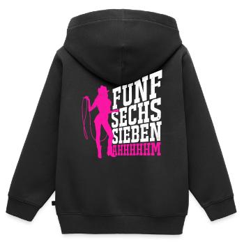 cow-boy - Sweat Premium à capuche zippé enfant bio - noir - Dos - AI Model Kid Male (0cm)