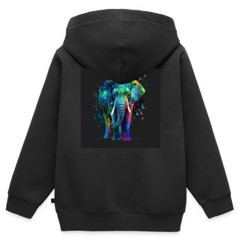 MAJESTÄTISCHER ELEFANT - Kinder Premium Organic Zip Hoodie - Schwarz - Hinten - AI Model Kid Male (0cm)