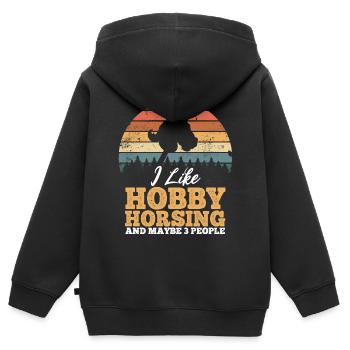 I like Hobby Horsing And Maybe 3 People - Vintage - Kids Premium Organic Zip-up Hoodie - black - Back - AI Model Kid Male (0cm)