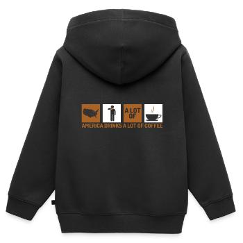 Powered by Koffein Kaffee macht mich glücklich Ges - Kinder Premium Organic Zip Hoodie - Schwarz - Hinten - AI Model Kid Male (0cm)
