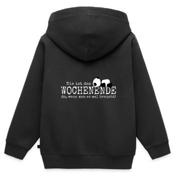 Nie ist das Wochenende da! Kawaii Panda Statement - Kinder Premium Organic Zip Hoodie - Schwarz - Hinten - AI Model Kid Male (0cm)
