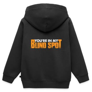 Tu es dans mon angle mort 11 - Sweat Premium à capuche zippé enfant bio - noir - Dos - AI Model Kid Male (0cm)
