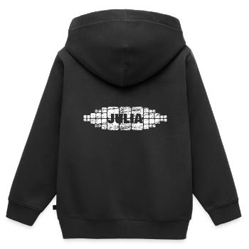 Julia als Mutti - Kinder Premium Organic Zip Hoodie - Schwarz - Hinten - AI Model Kid Male (0cm)