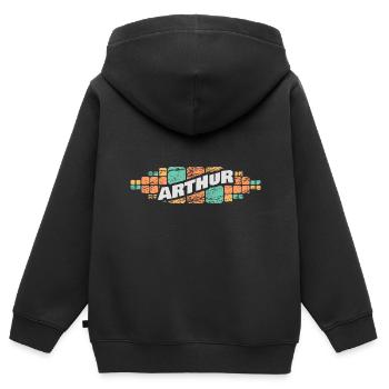 Arthur - Kinder Premium Organic Zip Hoodie - Schwarz - Hinten - AI Model Kid Male (0cm)