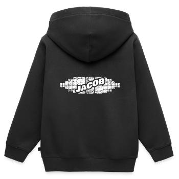 Geschenk für Jacob - Kinder Premium Organic Zip Hoodie - Schwarz - Hinten - AI Model Kid Male (0cm)