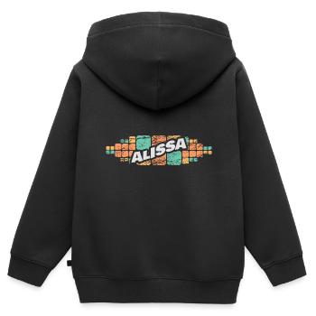 Geschenk für Alissa - Kinder Premium Organic Zip Hoodie - Schwarz - Hinten - AI Model Kid Male (0cm)