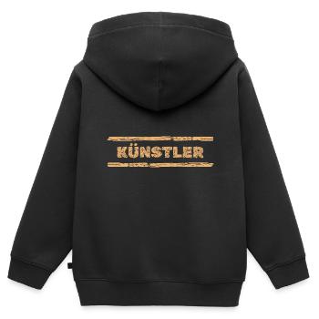Profession : Artiste - Sweat Premium à capuche zippé enfant bio - noir - Dos - AI Model Kid Male (0cm)