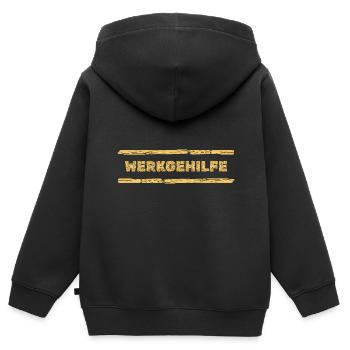Profession : Assistante - Sweat Premium à capuche zippé enfant bio - noir - Dos - AI Model Kid Male (0cm)