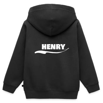 Henry - Kinder Premium Organic Zip Hoodie - Schwarz - Hinten - AI Model Kid Male (0cm)