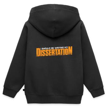 Je devrais écrire ma thèse 10 - Sweat Premium à capuche zippé enfant bio - noir - Dos - AI Model Kid Male (0cm)