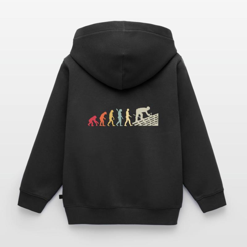 Roofer Human Evolution Retro Vintage Construction Kids Premium Organic Zip-up Hoodie