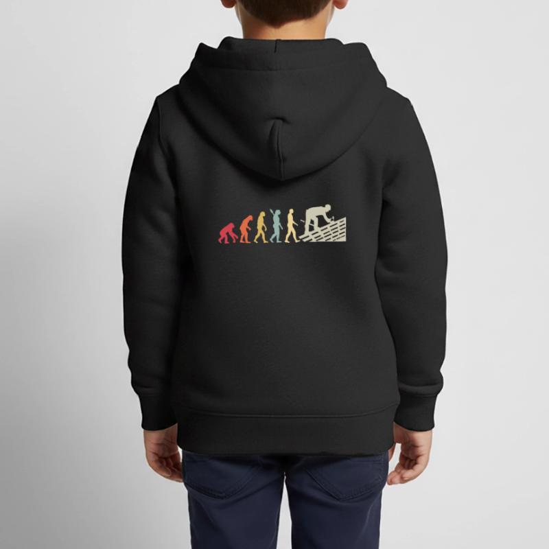 Roofer Human Evolution Retro Vintage Construction Kids Premium Organic Zip-up Hoodie