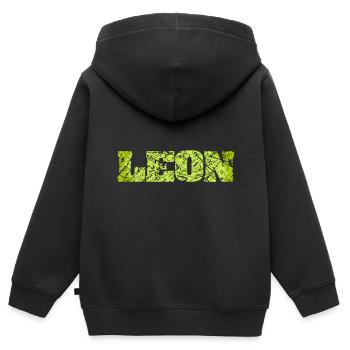 Geschenkidee Leon - Kinder Premium Organic Zip Hoodie - Schwarz - Hinten - AI Model Kid Male (0cm)