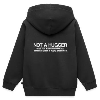 Not A Hugger, Does Not Like Human Contact - Kinder Premium Organic Zip Hoodie - Schwarz - Hinten - AI Model Kid Male (0cm)