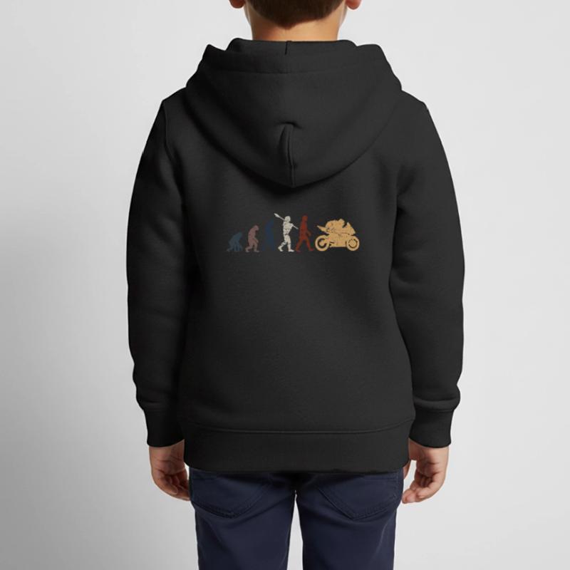 Motorcycle Evolution Vintage Shadow Biker Kinder Premium Organic Zip Hoodie