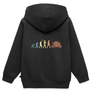 Motorcycle Evolution Vintage Shadow Biker - Kinder Premium Organic Zip Hoodie - Schwarz - Hinten - AI Model Kid Male (0cm)