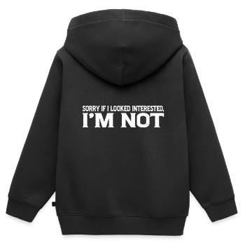 Désolé si j’avais l’air intéressé, je n’ai pas 19 ans - Sweat Premium à capuche zippé enfant bio - noir - Dos - AI Model Kid Male (0cm)