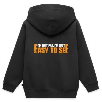 Je ne suis pas gros, je suis juste facile à voir 11 - Sweat Premium à capuche zippé enfant bio - noir - Dos - AI Model Kid Male (0cm)
