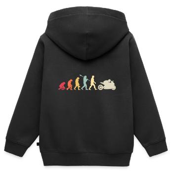 Moto Evolution Vintage Superbike Biker - Sweat Premium à capuche zippé enfant bio - noir - Dos - AI Model Kid Male (0cm)